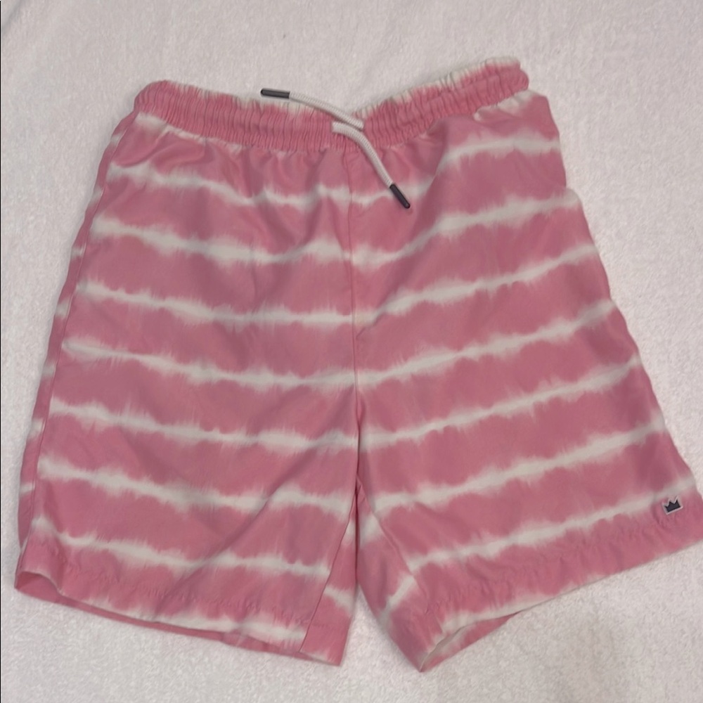 Crown & Ivy Pink and White Striped Swim Shorts Size Medium